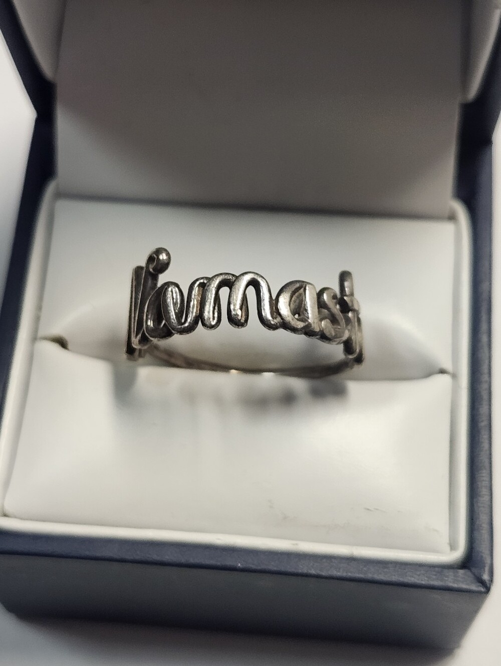 Sterling Silver 'Namaste' Script Ring Size 8.75
